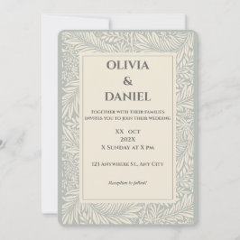 Invitación de boda con ilustración floral beige gr