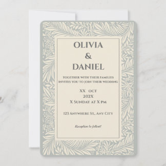 Invitación de boda con ilustración floral beige gr