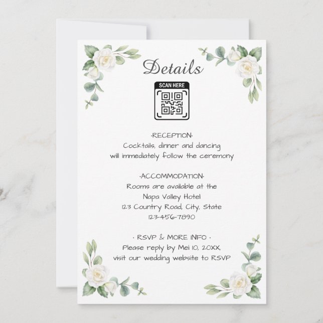 Invitación de boda con imagen de flor 1 (Reverso)