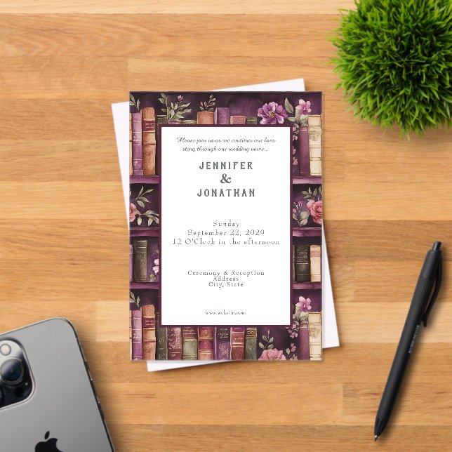 Invitación de boda con impresión de amantes de lib (Insitu (Tarjeta de Invitación))