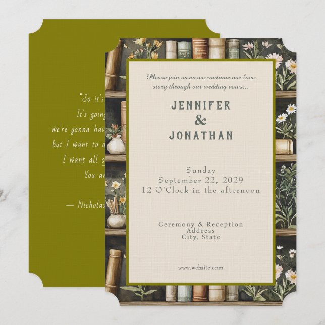 Invitación de boda con impresión de amantes de lib (Anverso / Reverso)