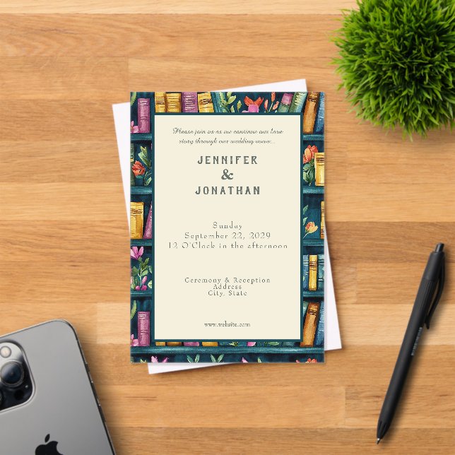 Invitación de boda con impresión de amantes de lib (Insitu (Tarjeta de Invitación))