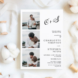 Invitación de boda con iniciales casuales minimali
