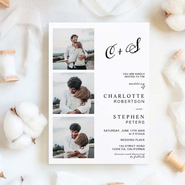 Invitación de boda con iniciales casuales minimali (Subido por el creador)