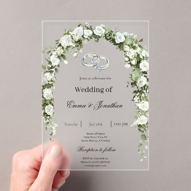 Invitación de boda con jardín botánico con anillo (Insitu (portátil))