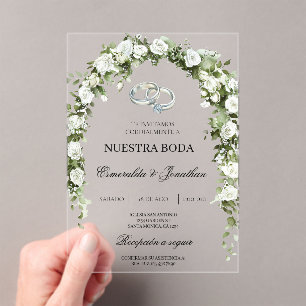 Invitación de boda con jardín botánico con anillo