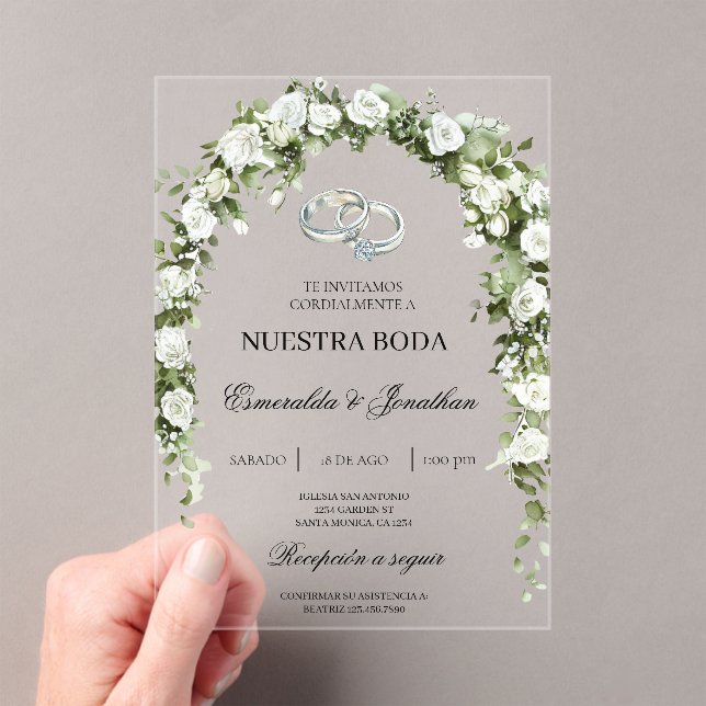 Invitación de boda con jardín botánico con anillo (Insitu (portátil))