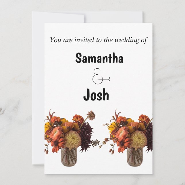 Invitación de boda con jarrones florales (Anverso)