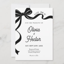 Invitación de boda con lazo negro moderno