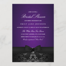 Invitación de boda con lazo negro y púrpura de Dam