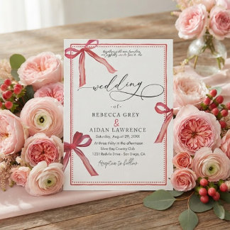 Invitación de boda con lazos delicados de acuarela