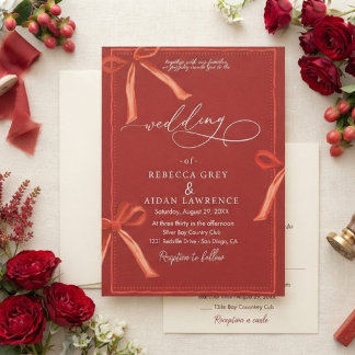 Invitación de boda con lazos delicados de acuarela