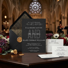 Invitación de boda con letra cursiva romántica mod