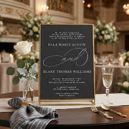 Invitación de boda con letra cursiva romántica mod