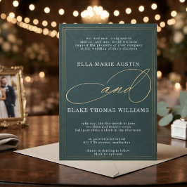 Invitación de boda con letra cursiva romántica mod