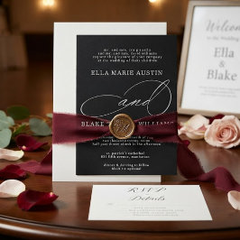 Invitación de boda con letra cursiva romántica mod