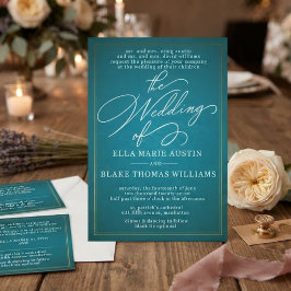 Invitación de boda con letra cursiva romántica mod