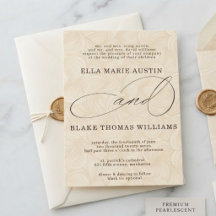 Invitación de boda con letra cursiva romántica mod