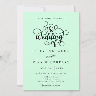 Invitación de Boda con Letra de Caligrafía Minimal