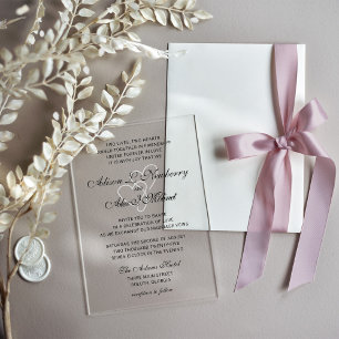 Invitación de boda con letra elegante de dos coraz