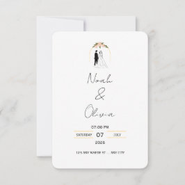 Invitación de boda con letra elegante minimalista