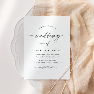 Invitación de boda con letra elegante moderna
