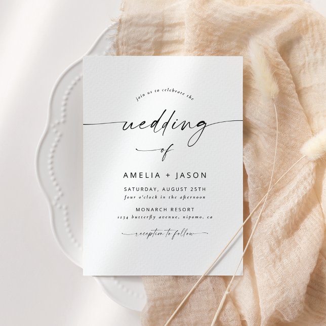 Invitación de boda con letra elegante moderna (Subido por el creador)