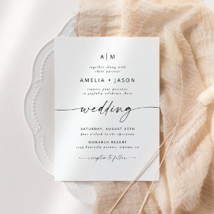 Invitación de boda con letra elegante moderna