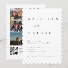 Invitación de boda con letra elegante y 5 fotos
