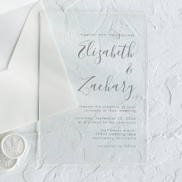 Invitación de boda con letra gris moderna