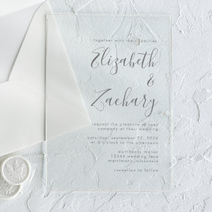 Invitación de boda con letra gris moderna