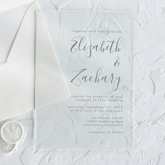 Invitación de boda con letra gris moderna (Subido por el creador)