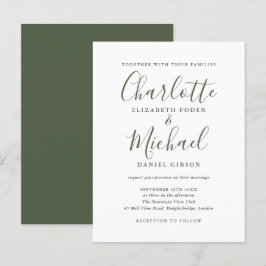 Invitación de boda con letra manuscrita en verde o
