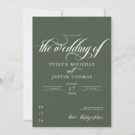 Invitación de boda con letra minimalista
