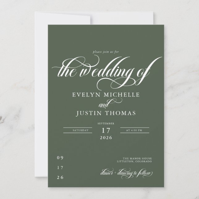 Invitación de boda con letra minimalista (Anverso)
