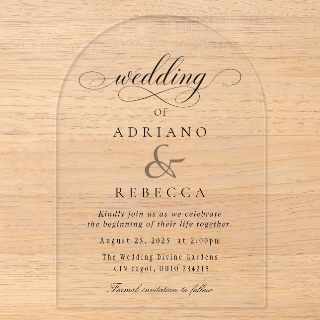 Invitación de Boda con Letra Moderna (Anverso)