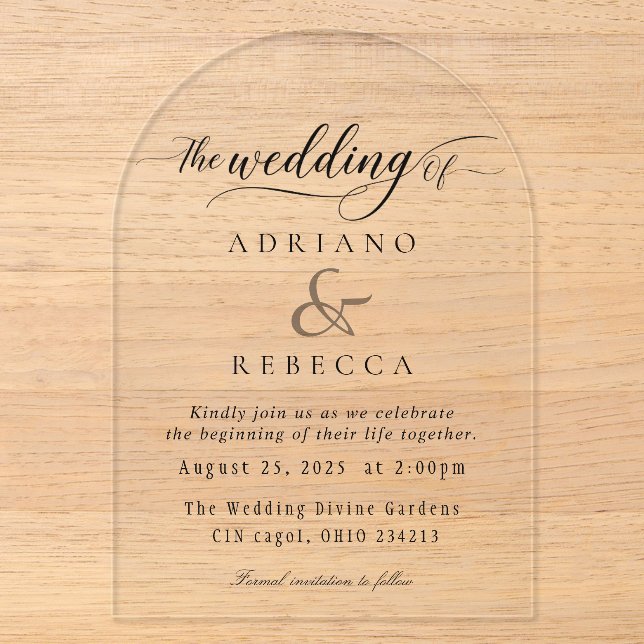 Invitación de Boda con Letra Moderna (Anverso)
