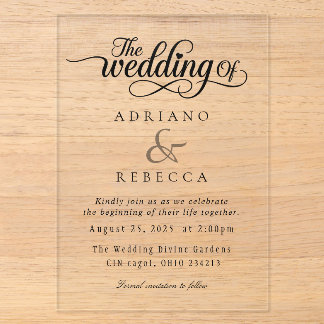 Invitación de boda con letra moderna
