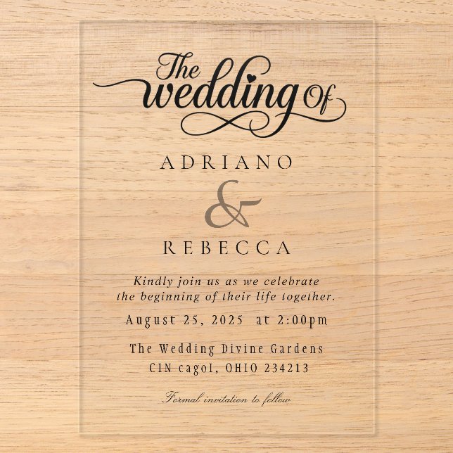 Invitación de boda con letra moderna (Anverso)