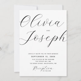 Invitación de Boda con Letra Moderna Minimalista. 