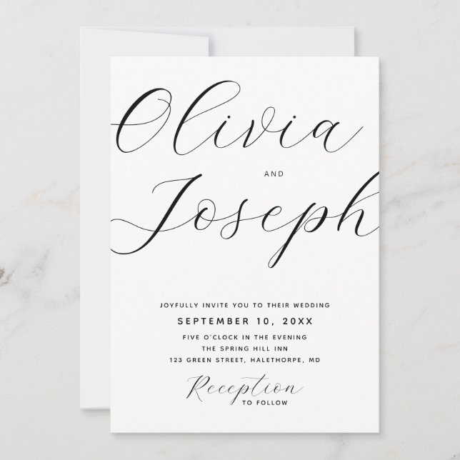 Invitación de Boda con Letra Moderna Minimalista.  (Anverso)
