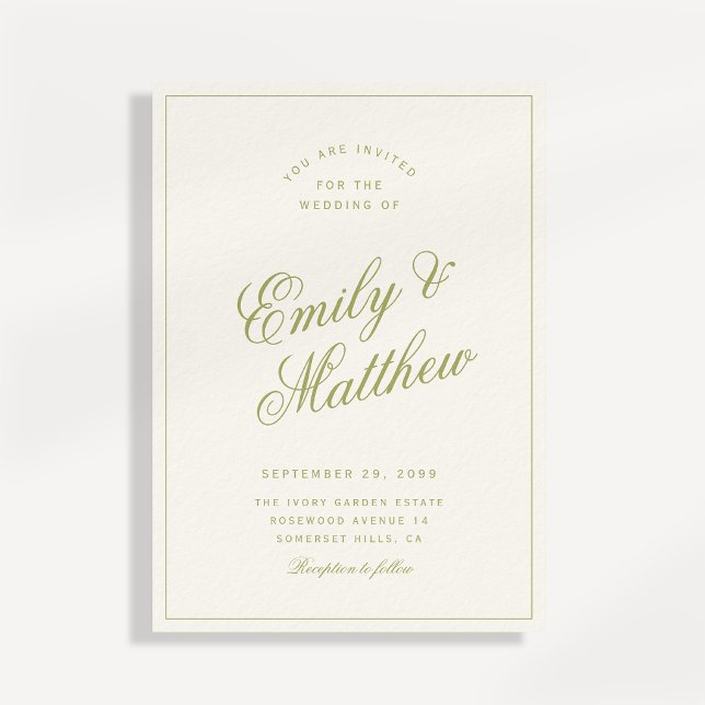 Invitación de Boda con Letra Moderna Verde de Cítr (Subido por el creador)