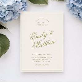 Invitación de Boda con Letra Moderna Verde de Cítr