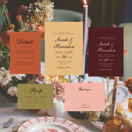 Invitación de boda con letra script de Burgundy el