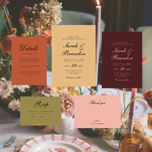 Invitación de boda con letra script de Burgundy el