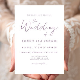 Invitación de boda con letra script minimalista mo