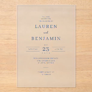 Invitación de Boda con Letra Serif Blanca Elegante