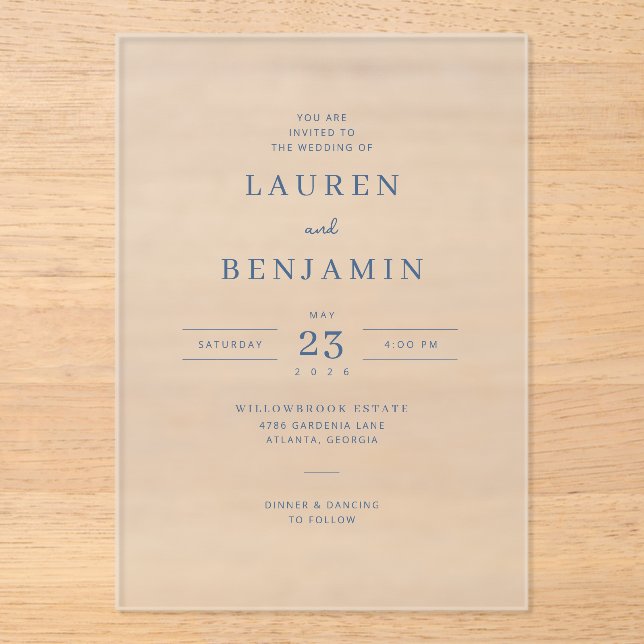 Invitación de Boda con Letra Serif Blanca Elegante (Anverso)