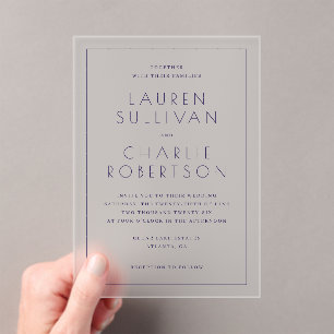 Invitación de boda con letra serif negra elegante