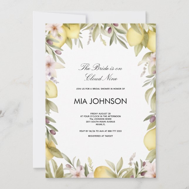 Invitación de boda con limón cítrico (Anverso)